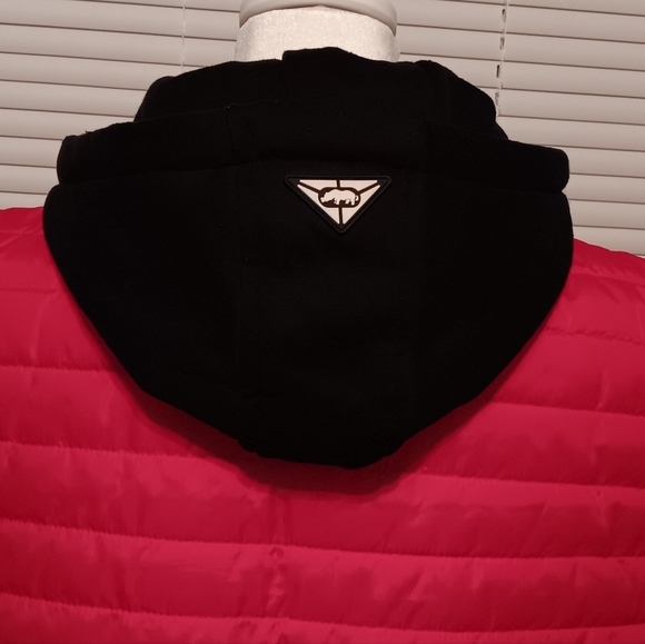 ECKO UNLTD Puffer Vest Mens Size XL Red/Black Hooded Full Zip Spell Out - Picture 8 of 16